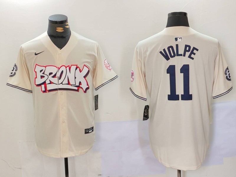 Men New York Yankees #11 Volpe Cream joint name 2024 Nike MLB Jersey style 1